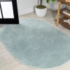 Jonathan Y Haze Solid Low-pile Oval Area Rug In Sapphire/lagoon