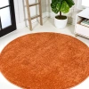 Jonathan Y Haze Solid Low-pile Round Area Rug In Orange