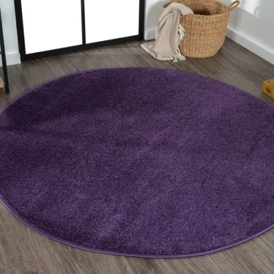 Jonathan Y Haze Solid Low-pile Round Area Rug In Lavender/purple