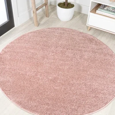 Jonathan Y Haze Solid Low-pile Round Area Rug In Pink