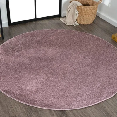 Jonathan Y Haze Solid Low-pile Round Area Rug In Pink