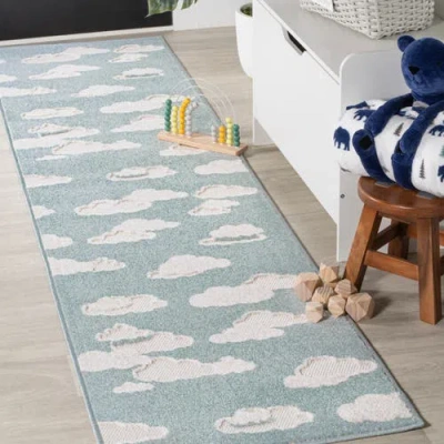 Jonathan Y Hedwig High-low Youth Cloud Scandi Indoor/outdoor Area Rug In Blue/ivory