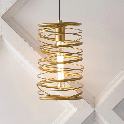 Jonathan Y Helisa 7.25" 1-light Modern Contemporary Iron Spiral Led Pendant, Gold Painting