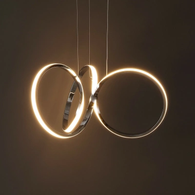 Jonathan Y Helix 24" 1-light Contemporary Minimalist Aluminum Ribbon Integrated Led Pendant, Chrome/silver In Metallic