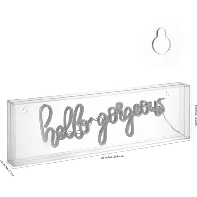 Jonathan Y Hello Contemporary Glam Acrylic Box Usb Operated Led Neon Light In Yellow
