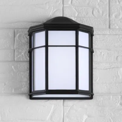 Jonathan Y Henry 7.75" Outdoor Frosted Acrylic/metal Integrated Led Wall Sconce In Black