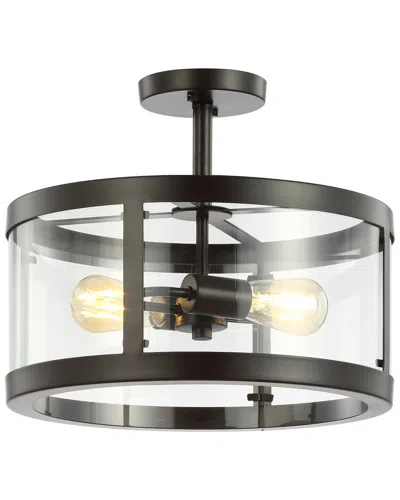 Jonathan Y Herndon 2-light 15in Modern Led Flush Mount In Black