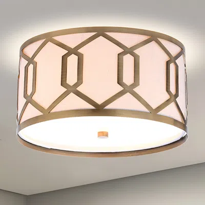 Jonathan Y Hex 2-light 12.5" Metal Led Flush Mount In Gold