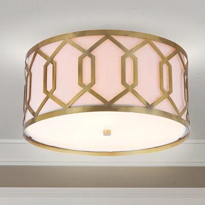 Jonathan Y Hex 3-light 16.25" Metal Led Flush Mount In Pink