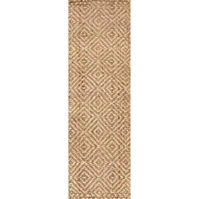 Jonathan Y Hira Hand Woven Diamond Chunky Jute Area Rug In Natural