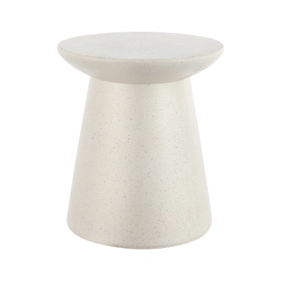 Jonathan Y Hollie 18" Minimalist Modern Drum Accent Table Pedestal, White Frosted In Neutral