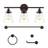 Jonathan Y Hollis 23.75" 3-light Traditional Farmhouse Vanity Light With Bathroom Hardware Accessory Set, Oil R