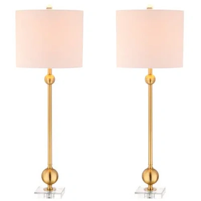 Jonathan Y Hollis 34" Metal Led Table Lamp, Brass With Crystal Base