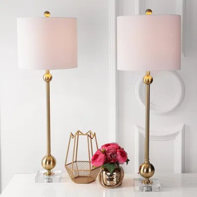 Jonathan Y Hollis 34" Metal Led Table Lamp (set Of 2) In Gold