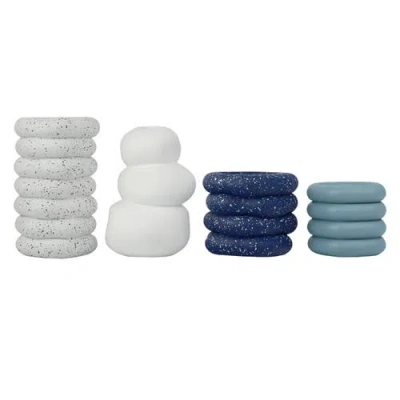 Jonathan Y Hollis Modern Minimalist Handmade Concrete Stacked Ring Planter Set With Drainage Holes In Multi