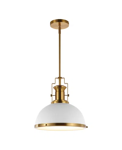 Jonathan Y Homer 13" 1-light Modern Industrial Iron Led Dome Pendant In Brass Gold,white