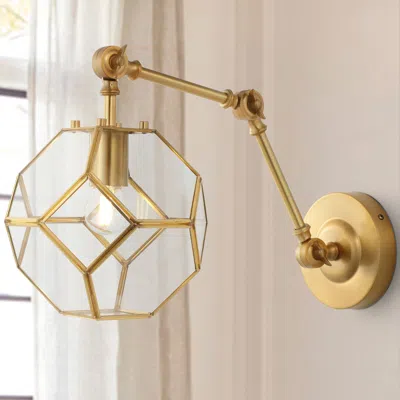 Jonathan Y Honeycomb 7.5" 1-light Modern Contemporary Arm-adjustable Iron/glass Led Sconce In Gold