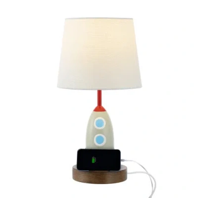 Jonathan Y Houston 17.5" Coastal Style Iron/resin Rocket Led Kids' Table Lamp With Phone Stand And U In Multi-color