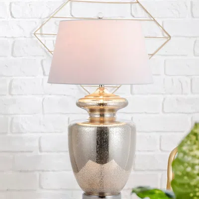 Jonathan Y Hughes 31" Glass Led Table Lamp In Pink