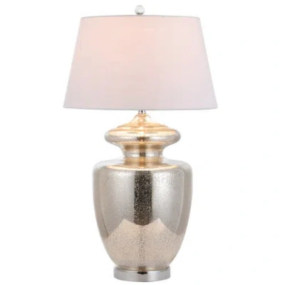 Jonathan Y Hughes 31" Glass Led Table Lamp, Mercury Glass In Mercury Silver/ivory