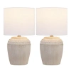 Jonathan Y Hugo 16.75" Traditional Rustic Reeded Ceramic Vase Led Table Lamp In Gray