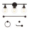 Jonathan Y Hugo 24.5" 3-light Farmhouse Classic Vanity Light With Bathroom Hardware Accessory Set, Oil Rubbed B