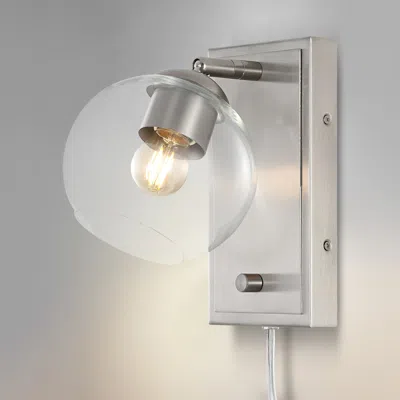 Jonathan Y Hugo 6" 1-light Minimalist Modern Plug-in Or Hardwired Adjustable Iron Led Wall Sconce With Rotary D In Metallic