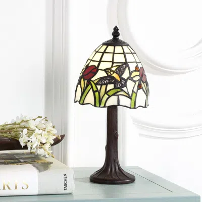 Jonathan Y Hummingbird Tiffany-style 12" Led Table Lamp In Brown