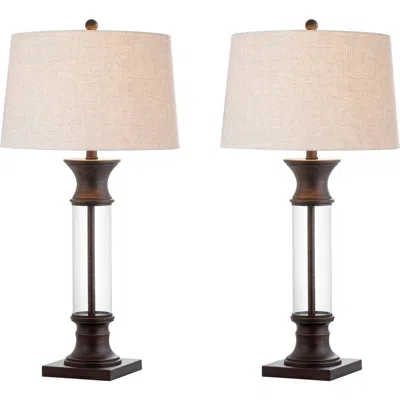 Jonathan Y Hunter 32" Metal/glass Led Table Lamp In Bronze/clear
