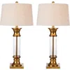 Jonathan Y Hunter 32" Metal/glass Led Table Lamp In Gold/clear