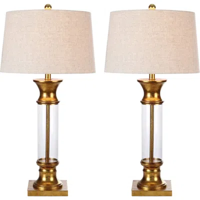 Jonathan Y Hunter 32" Metal/glass Led Table Lamp In Gold/clear