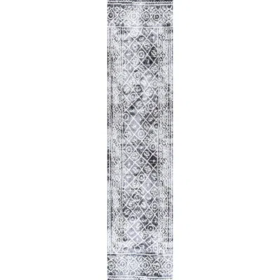Jonathan Y Iften Moroccan Geometric Distressed Area Rug In Ivory/black
