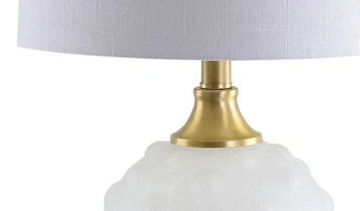 Jonathan Y Ilsa Dotted Glass/metal Led Table Lamp In White/brass Gold