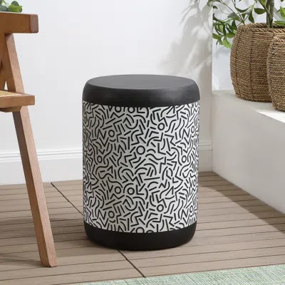 Jonathan Y Indi Modern Bohemian Geometric Drum Garden Stool In Multi