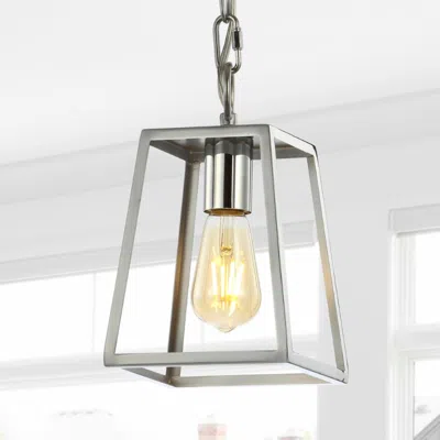 Jonathan Y Ira 6.25" Metal Led Pendant In Gray