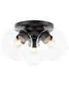 Jonathan Y Iris 11in 3-light Farmhouse Rustic Iron/glass Led Semi Flush Mount In Bronze