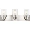 Jonathan Y Irving 3-light Seeded Glass/iron Modern Contemporary Led Vanity Light In Nickel With Clear Shade