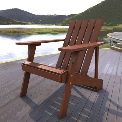 Jonathan Y Irving Outdoor Patio Modern Acacia Wood Adirondack Chair In Brown