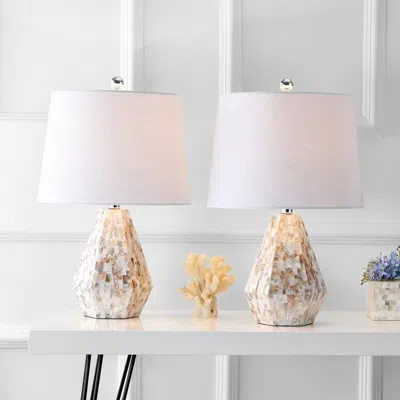Jonathan Y Isabella 21" Seashell Led Table Lamp (set Of 2) In Pink