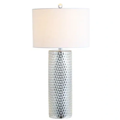 Jonathan Y Isabella 30" Glass Led Table Lamp, Silver