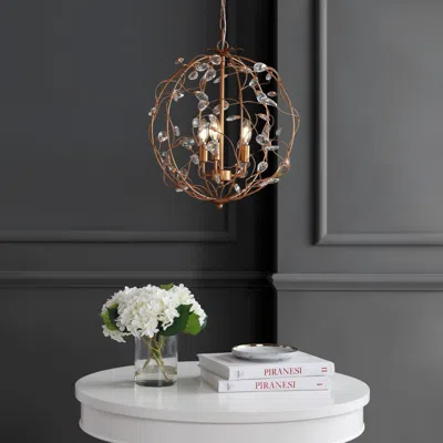 Jonathan Y Isabelle 20" Adjustable Metal/glass Led Pendant In Gold