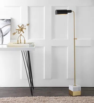Jonathan Y Iva 56.5" Adjustable Brass Library Led Floor Lamp In Gold