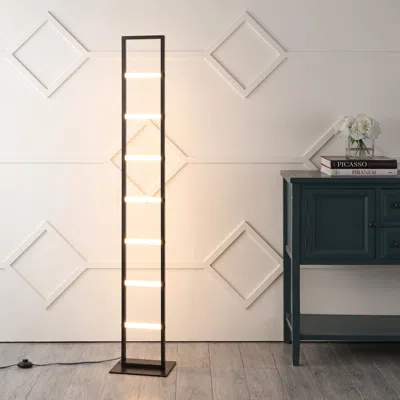 Jonathan Y Ivan 59.3" Minimalist Modern Iron Ladder Dimmable Integrated Led Floor Lamp, Black