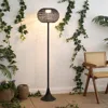 Jonathan Y Jaemin Modern Coastal Faux Rattan Integrated Indoor/outdoor Led Solar Powered Floor Lamp In Black