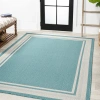 Jonathan Y James Modern Border Stripe Indoor/outdoor Area Rug In Blue