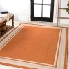 Jonathan Y James Modern Border Stripe Indoor/outdoor Area Rug In Orange/cream