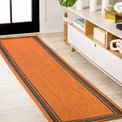 Jonathan Y James Modern Border Stripe Indoor/outdoor Area Rug In Pattern