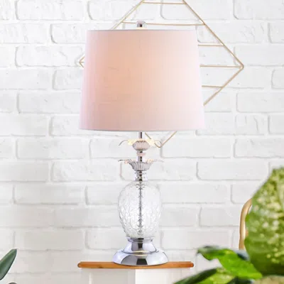 Jonathan Y Jane 24" Glass Led Table Lamp In Pink