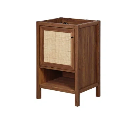 Jonathan Y Jasper 20 In. W X 18 In. D X 33 In. H Rattan Modern Coastal 2-shelf Bath Vanity Cabinet Only (sink B In Walnut