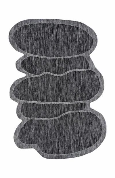 Jonathan Y Jasper Modern Rustic Abstract Indoor/outdoor Shaped Area Rug In Dark Gray/gray